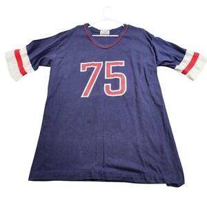 NY-5 Sleepshirt Mens XL Blue 75 Jersey Graphic V Neck Sleepwear Top Lounge